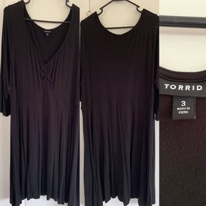 Torrid black ruched skater dress